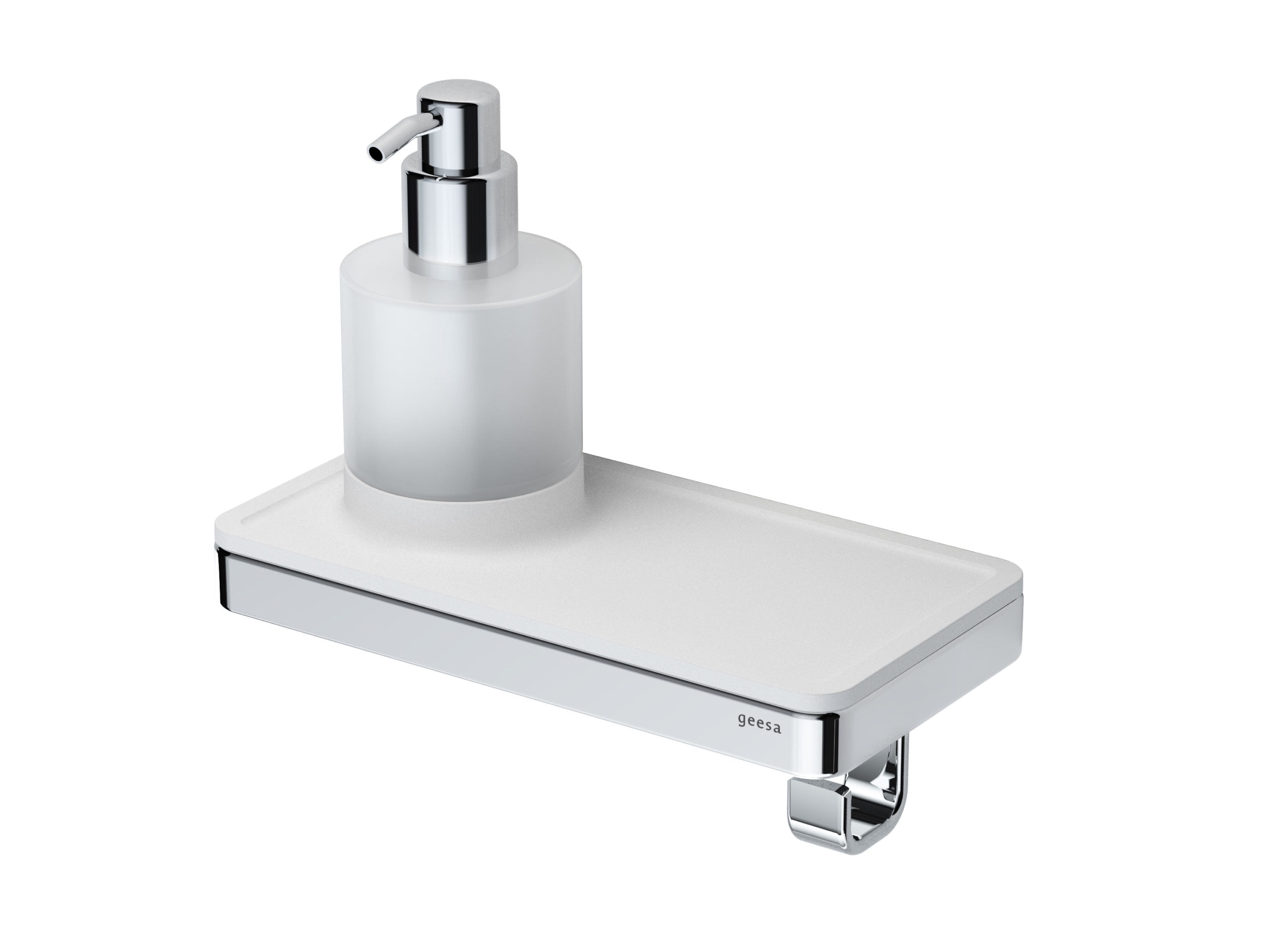 Hylla med tvåldispenser och krok, Frame white