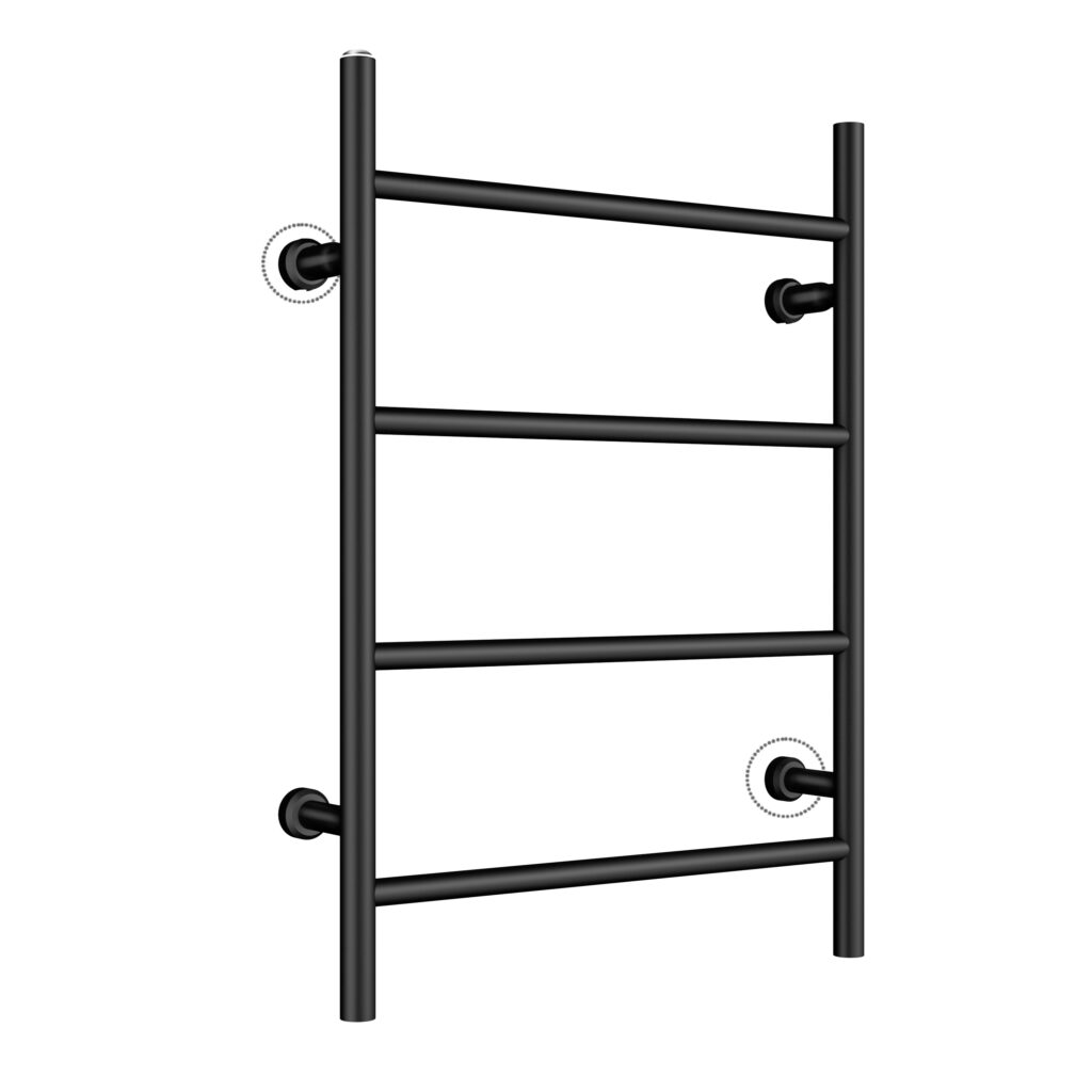 mattsvart handdukstork med dold el